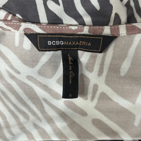 86. BCBG Max Azria Black Comb Geometric Cowl Neck Shift Mini Dress Small - Picture 7 of 11